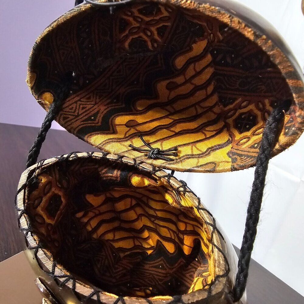Handmade Coconut Shell Purse Boho Tropical Beach Festival Crossbody Bag Unique - Picture 7 of 10